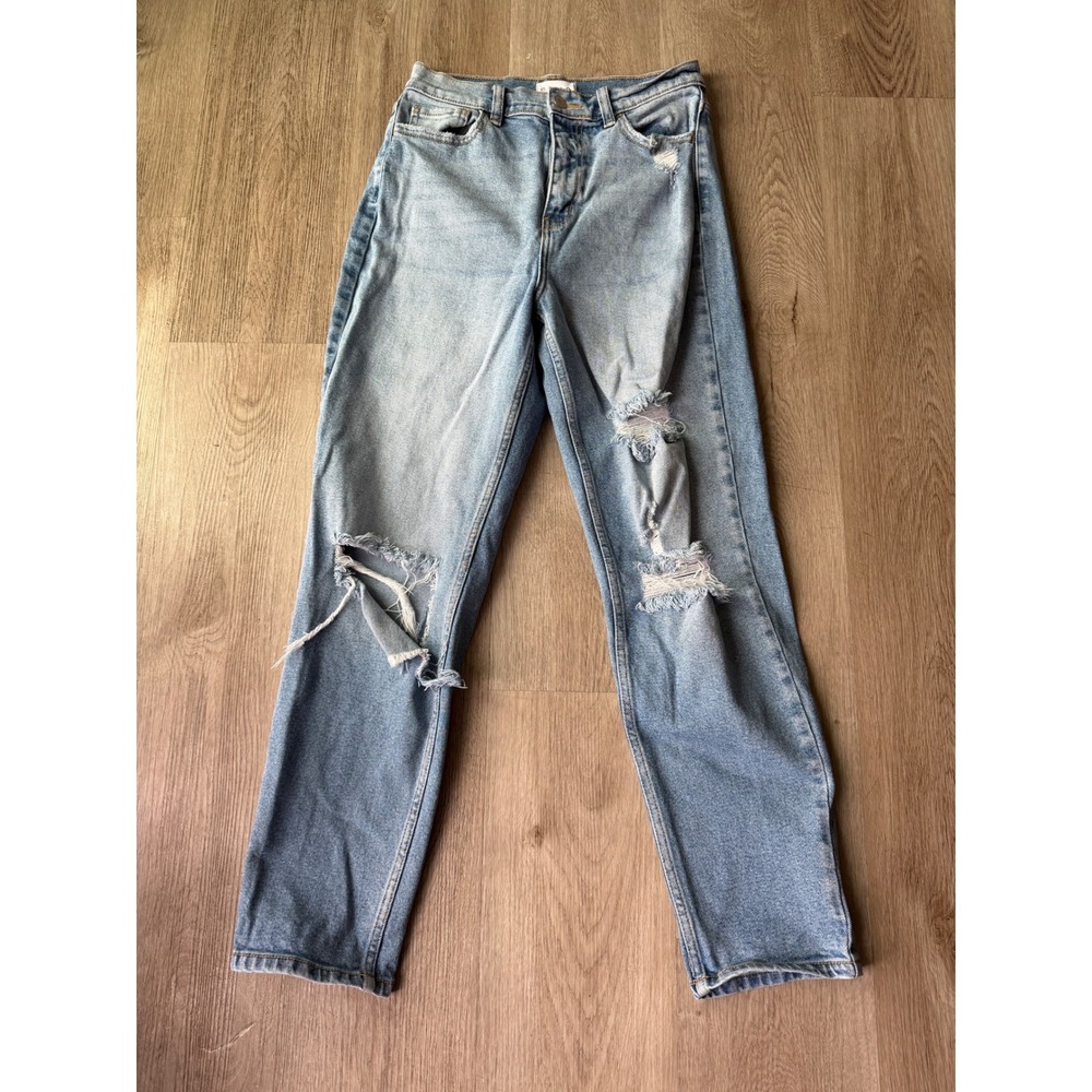Cello Womens High Rise Distressed Mom Jeans Light Wash WV76220LT7 Size 7